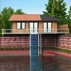 Проект дома с террасой: расчет опирания на общий фундамент и предотвращение мостиков холода