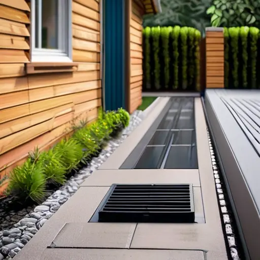 Дренаж перед воротами гаража: установка линейного водоотводного лотка с чугунной решеткой для сбора дождевой воды