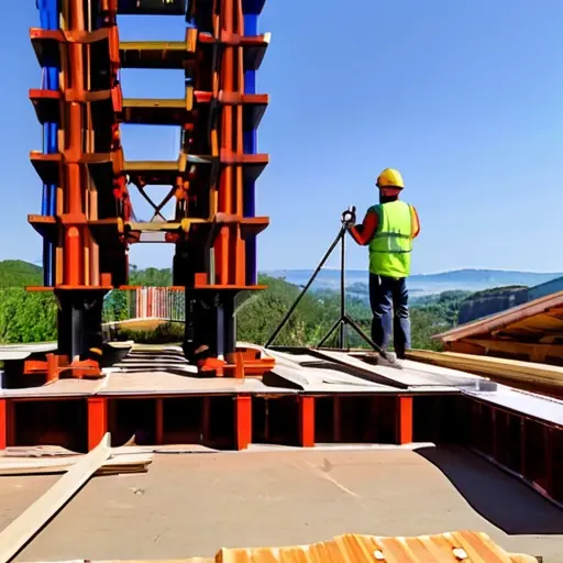 Сборка опалубки монолитного перекрытия: установка телескопических стоек, треног и укладка ламинированной фанеры