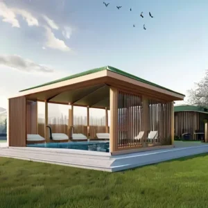 Беседка-павильон с бассейном: системы вентиляции, осушения воздуха и интеграция в единый ландшафтный комплекс