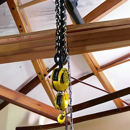 Таль цепная ручная (Лебедка): подъем деревянных балок и кровельных материалов на уровень чердака