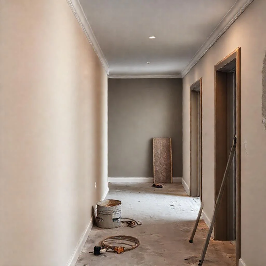 Иллюстрация к статье: Матовая краска Tikkurila Harmony против моющейся Luja 7: окраска стен в коридоре