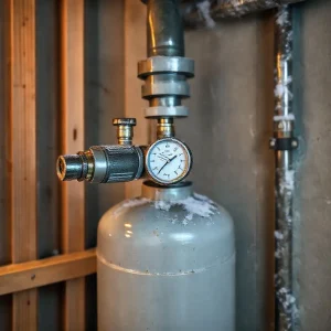 Фото по теме: Обмерзание газового редуктора на газгольдере зимой: использование летней смеси пропан-бутан